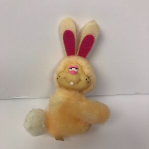 Vintage 1980s Dan Dee Plush Toy Bunny Rabbit Clip On Hugger Silly Face Easter